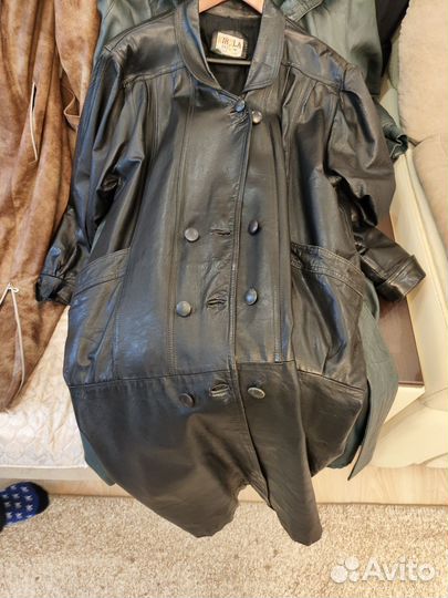 Кожаный плащ женский 52 54