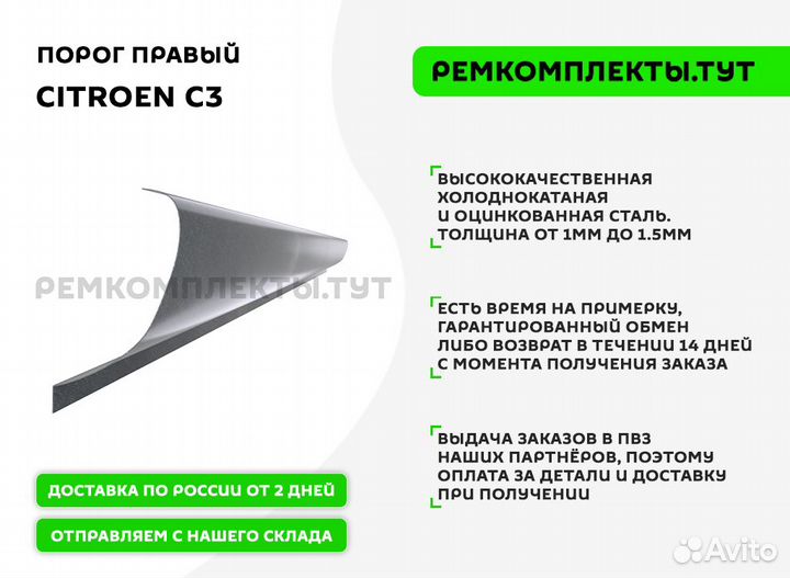 Порог правый Citroen C3