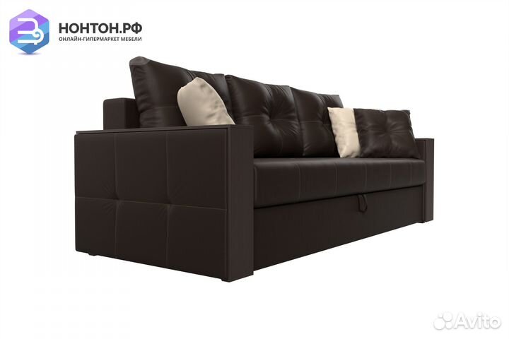 Диван еврокнижка Валенсия экокожа коричневая