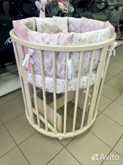 Круглая кроватка-трансформер 7в1