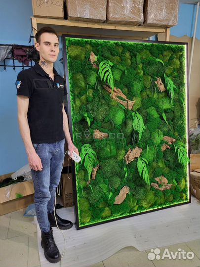 Стабилизированный мох панно стена из мха