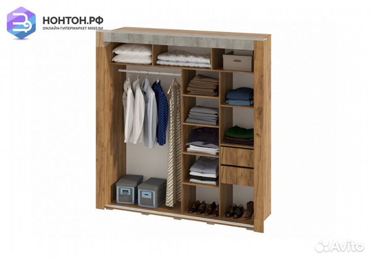 Шкаф-купе Франк крафт / бетон