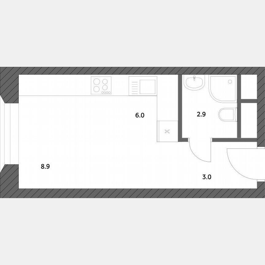 Квартира-студия, 21,4 м², 20/23 эт.