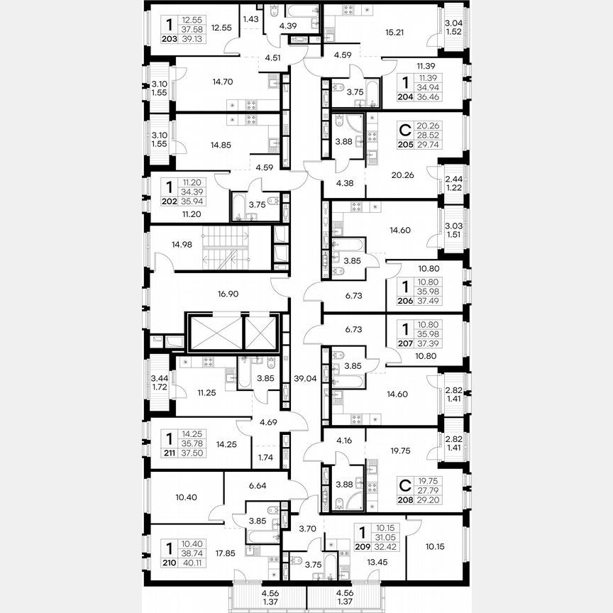 1-к. квартира, 40,1 м², 7/15 эт.