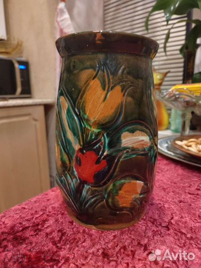 Редкая ваза Тюльпаны Гжель 1977 г