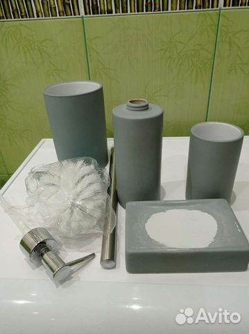 Набор для ванной комнаты 5 предметов серый