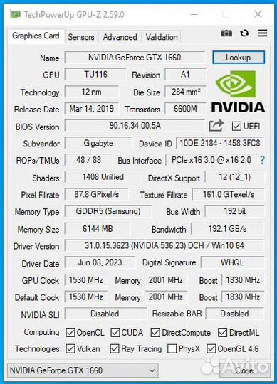 GTX 1660 Gigabyte / Видеокарта