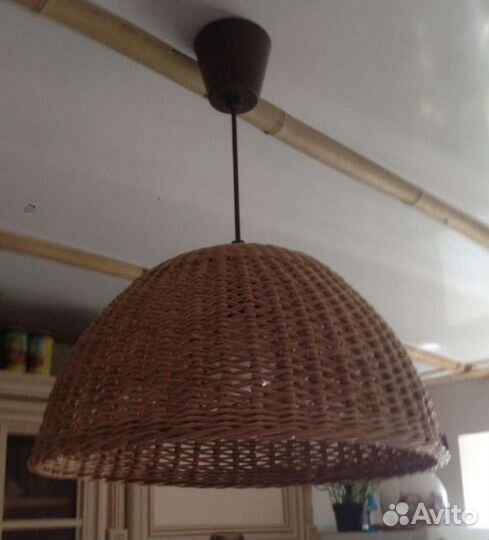 Плетеный абажур. Плафон. Люстра. Светильник