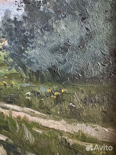 Картина маслом. Дорога мимо поля