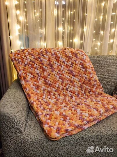 Плед вязаный плюшевый