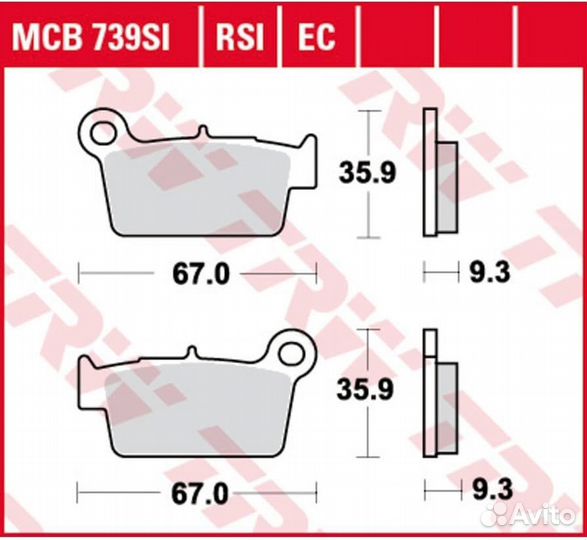 Тормозные колодки TRW MCB739Si KLX450 WR250 RMZ450