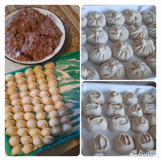 Пельмени,три мяса,ручной лепки на дому