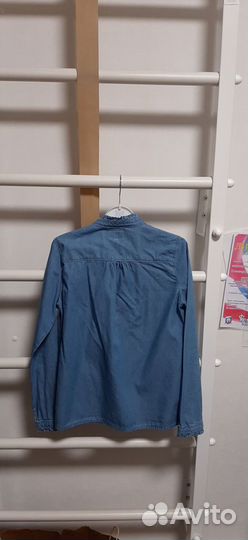 Синяя рубашка для девочки 146