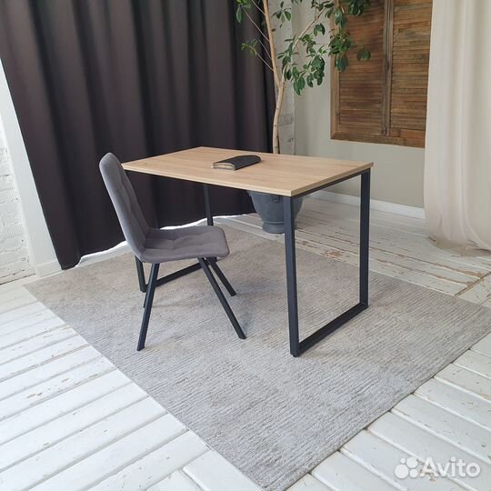 Компьютерный стол Лофт Дуб 120*60 см. Черные ножки