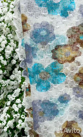 Палантин паутинка вязаный ажурный Ангора