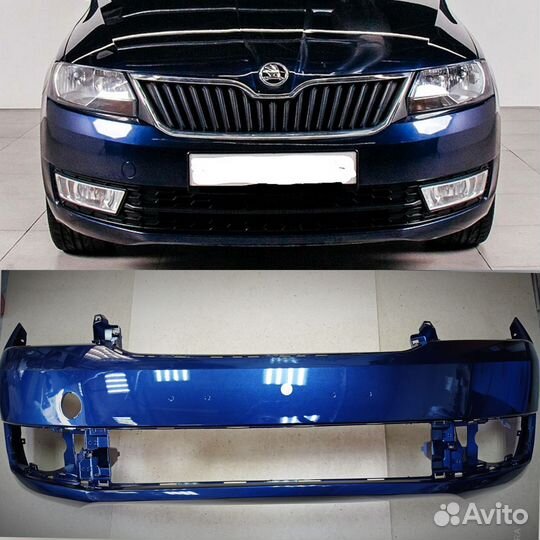 Бампер передний skoda rapid 12-20 Синий (LH5X/Z2)