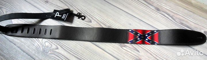 Кожаный гитарный ремень Perri's confederate flag