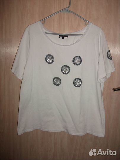 Женская футболка, украшенная блестками, размер 52