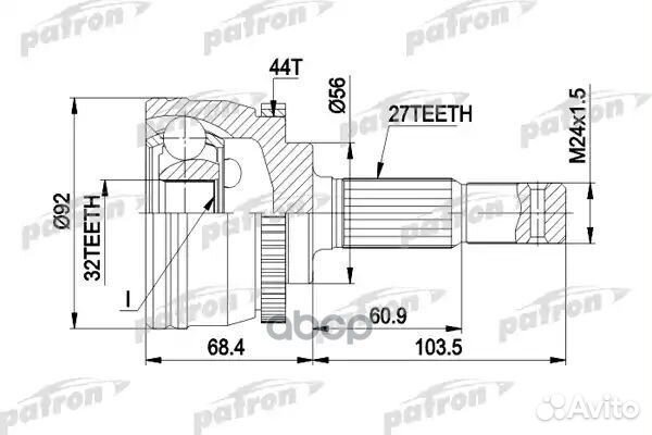 ШРУС наружн к-кт 27x56x32 ABS:44T nissan: PRI P