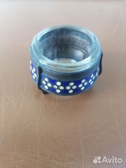 Солонка мельхиор СССР эмаль