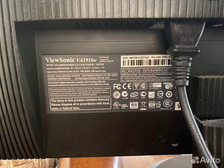 Монитор 60гц ViewSonic VA1916w