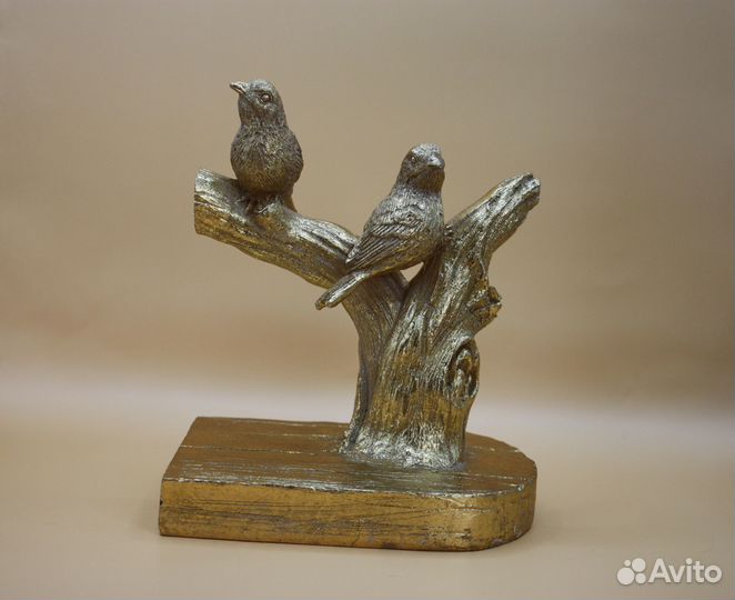 Винтажная статуэтка. «Птицы на ветке». Цвет бронзы