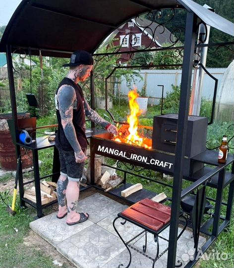 Мангал с печкой под казан