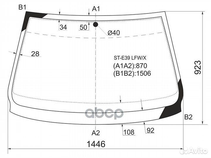 Стекло лобовое BMW 5-series E39 4/5D 95-03 E39