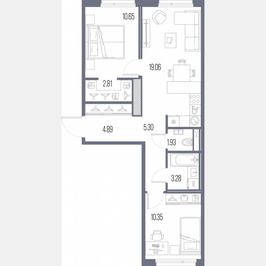 2-к. квартира, 58,3 м², 6/10 эт.