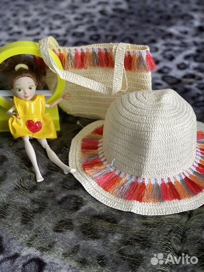 Шляпка детская летняя с сумочкой