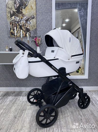 Коляска 3 в 1 Riko Montana 2022 (Кожа White)
