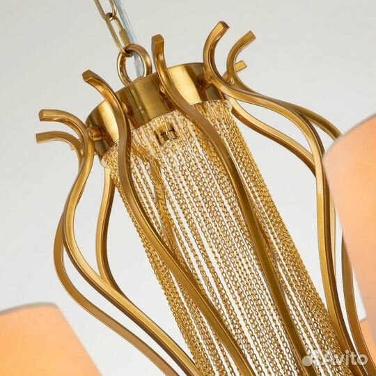 Люстра подвесная металл и текстиль в спальню