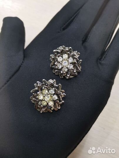 Серьги клипсы Бижутерия СССР Винтаж (Ч)