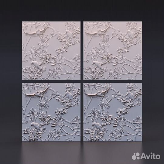 Гипсовая 3D панель Птички