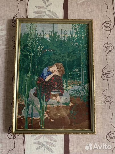 Старинная вышивка крестом винтаж