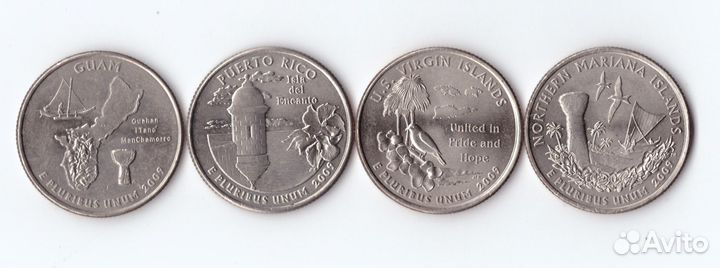 1/4 доллара США 2009 г. 4 шт. Разные. Медно-никель