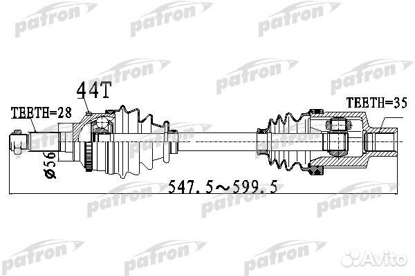 Patron PDS2919 Полуось прав ford escape 01-08 MAZ