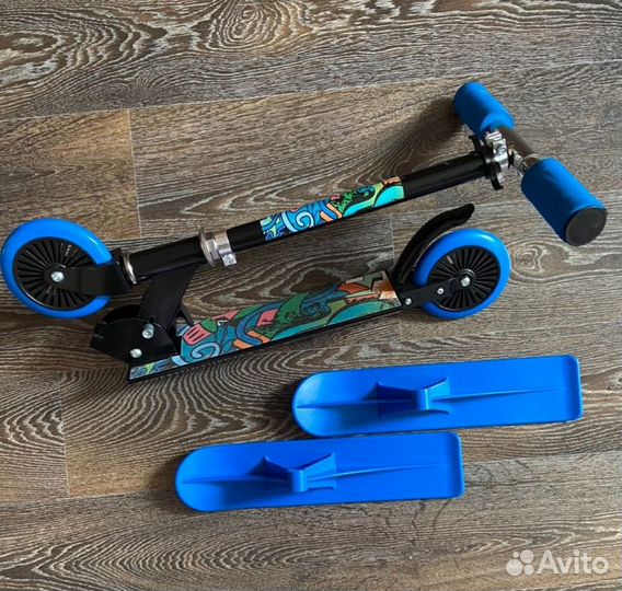 Самокат детский новый складной, + снегокат