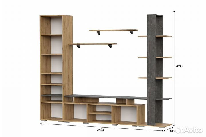 Стенка горка в гостиную. Стиль Лофт. В наличии