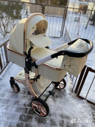 Новая коляска dalux 608 2в1 экокожа белая