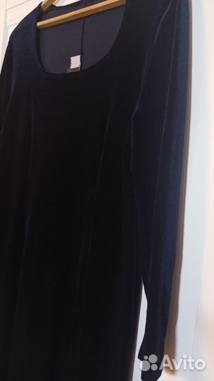 Платье бархатное синее