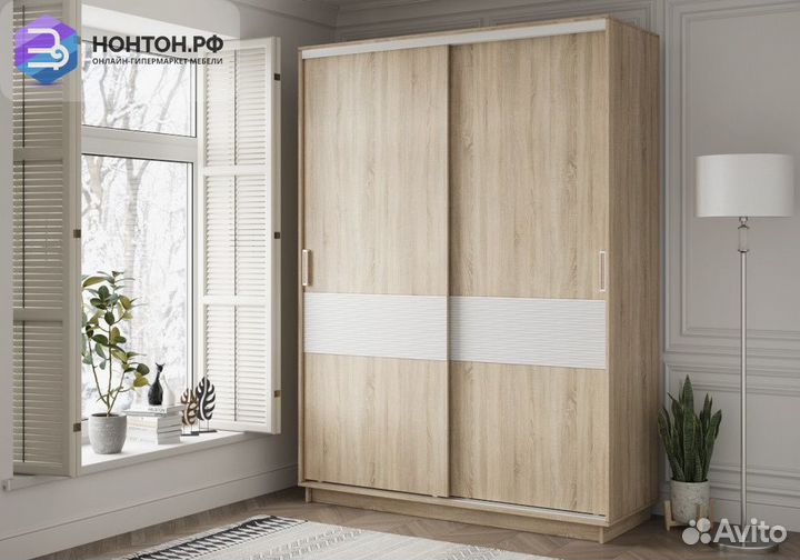 Шкаф-купе 2-х дверный Simple с декором дуб сонома