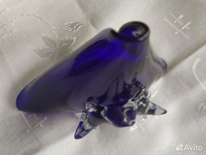 Пепельница СССР синее стекло