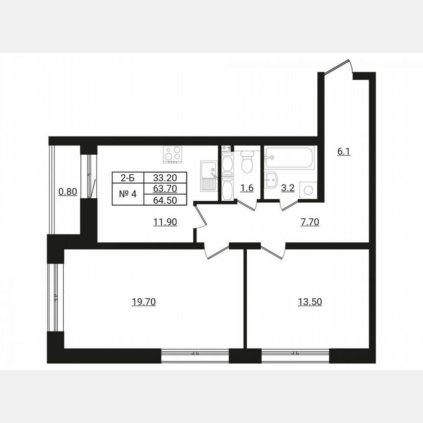 2-к. квартира, 70,4 м², 1/8 эт.