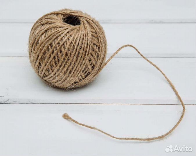 Шпагат джутовый 50 метров для рукоделия, упаковки
