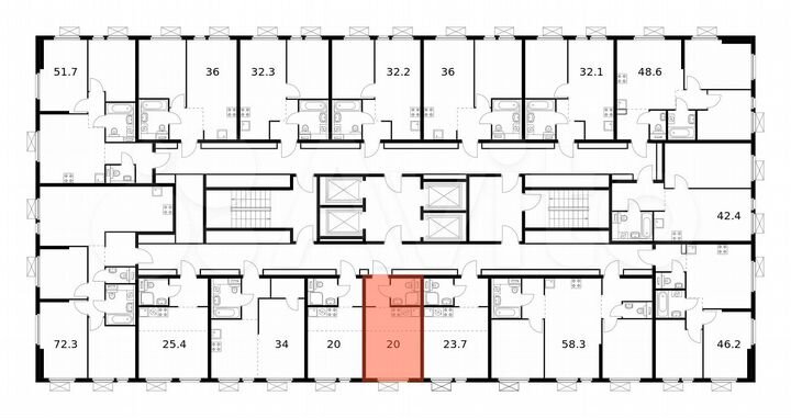Квартира-студия, 20 м², 30/32 эт.