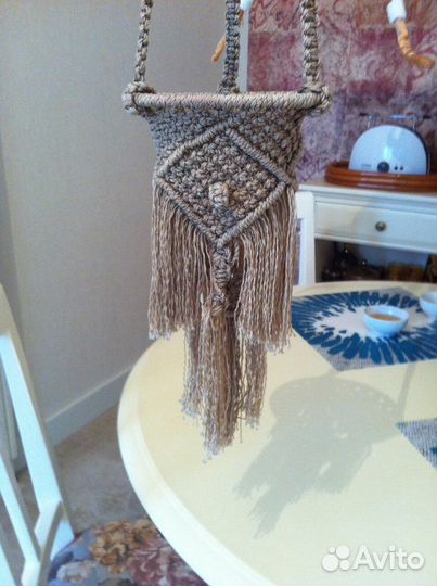 Плетёное подвесное кашпо, макраме