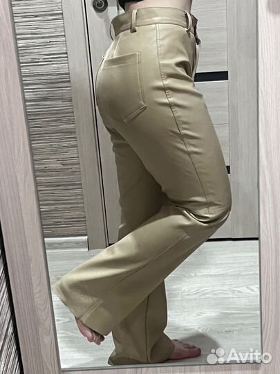 Брюки кожаные бежевые Love republic 46р