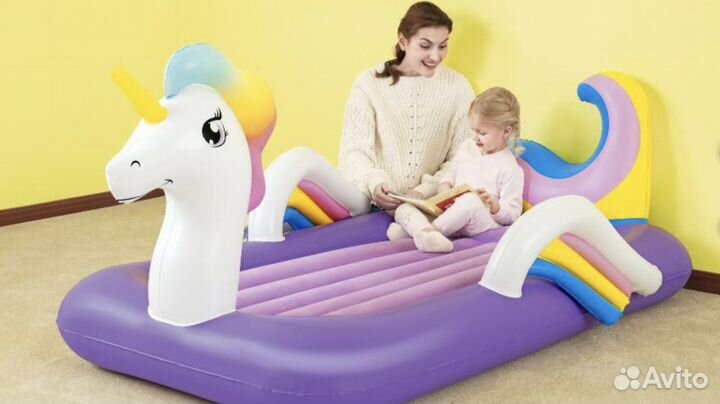 Детский надувной матрац кровать Единорог