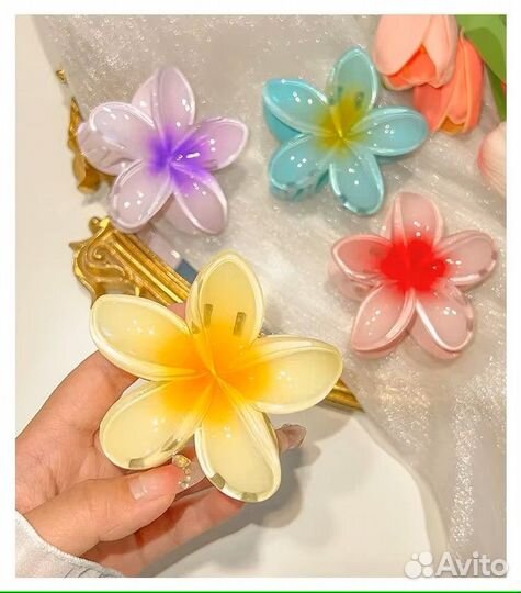 Набор крабов для волос 6 штук Гавайские цветы